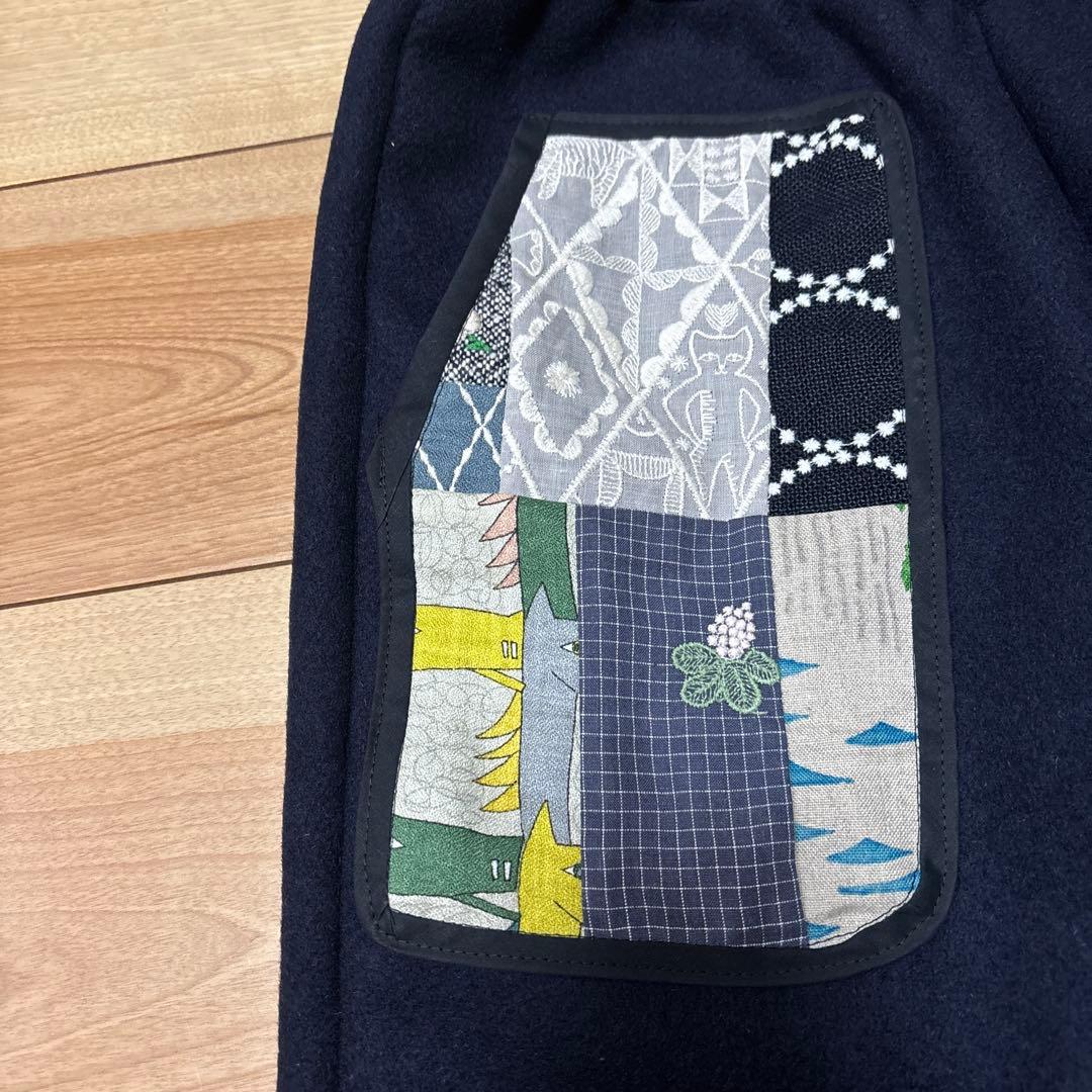 ミナペルホネン　パッチワーク　あったか起毛ウールパンツ　ハンドメイド