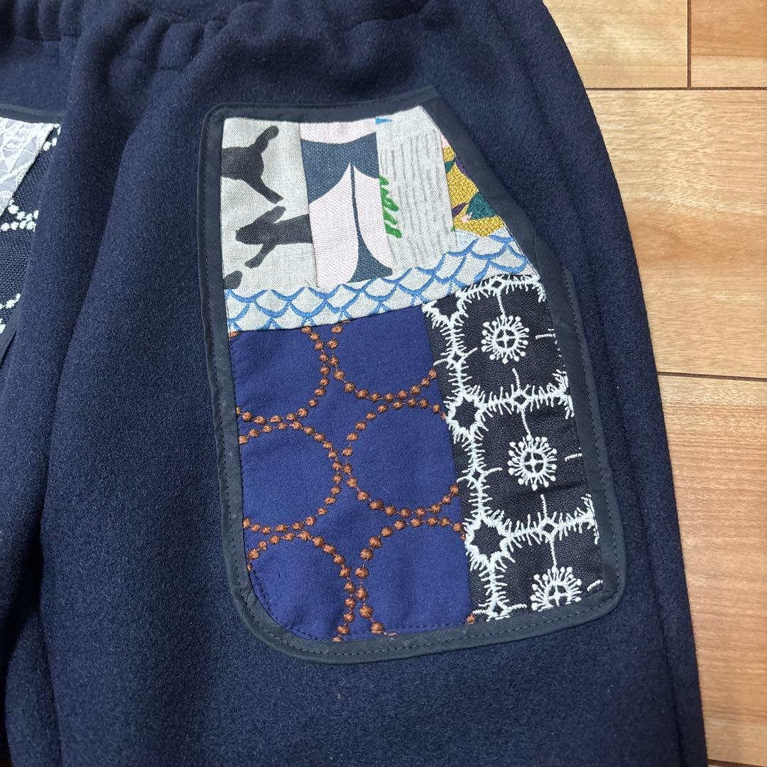 ミナペルホネン　パッチワーク　あったか起毛ウールパンツ　ハンドメイド