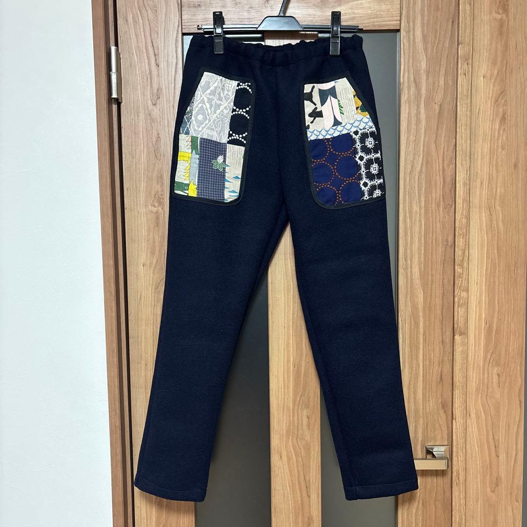 ミナペルホネン　パッチワーク　あったか起毛ウールパンツ　ハンドメイド