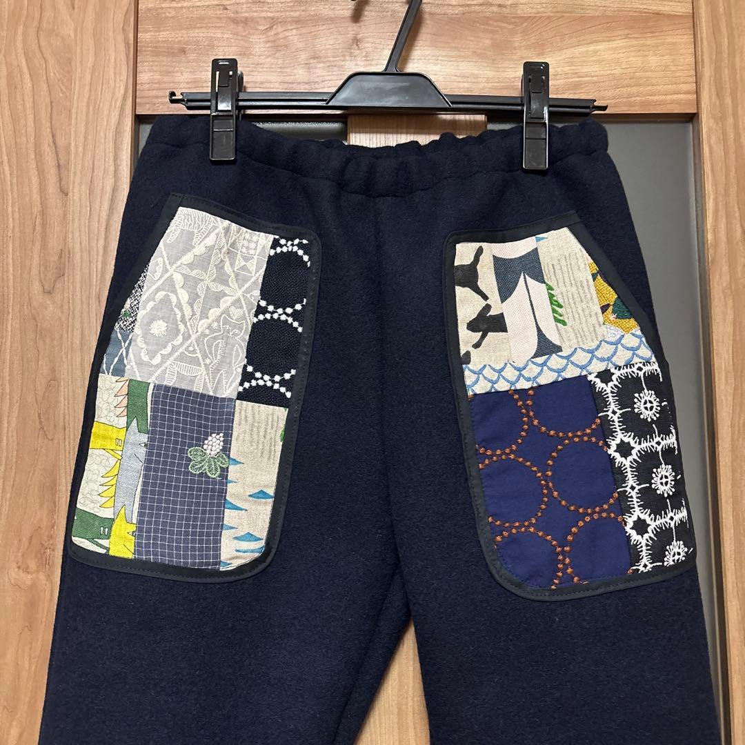 ミナペルホネン　パッチワーク　あったか起毛ウールパンツ　ハンドメイド