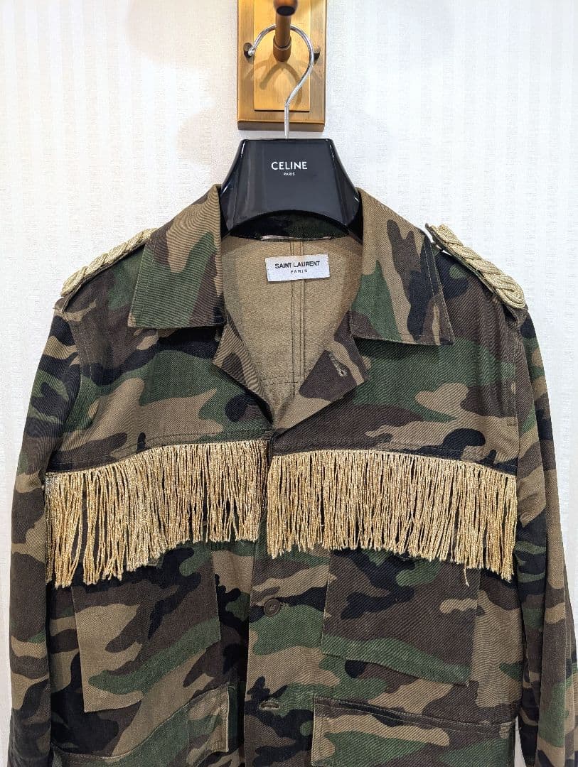 【三代目登坂着】激レア サンローランパリフリンジ ミリタリージャケット エディ