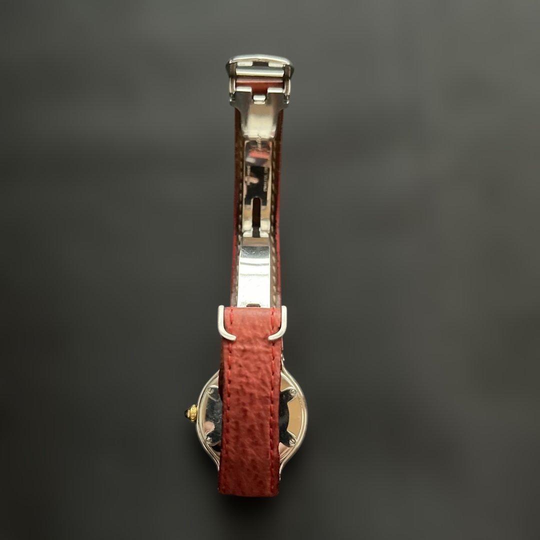 カルティエレディース時計 赤 レザー/電池交換済み