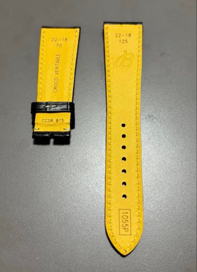 ★お値下げ【新品未使用】ブライトリングブラックアリゲーターストラップ22mm