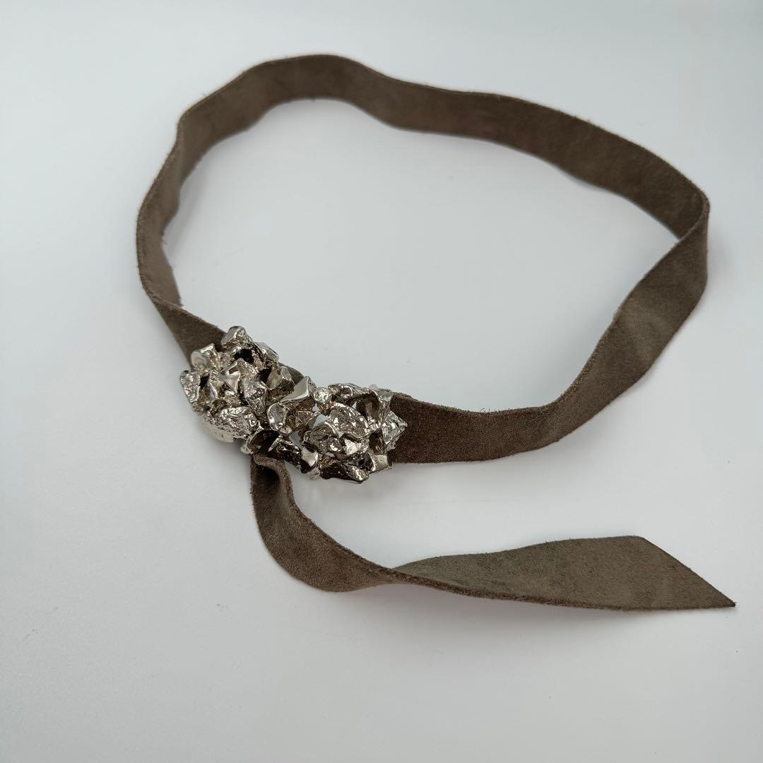 【希少】yves saint laurent ベルト　スエード　シルバー