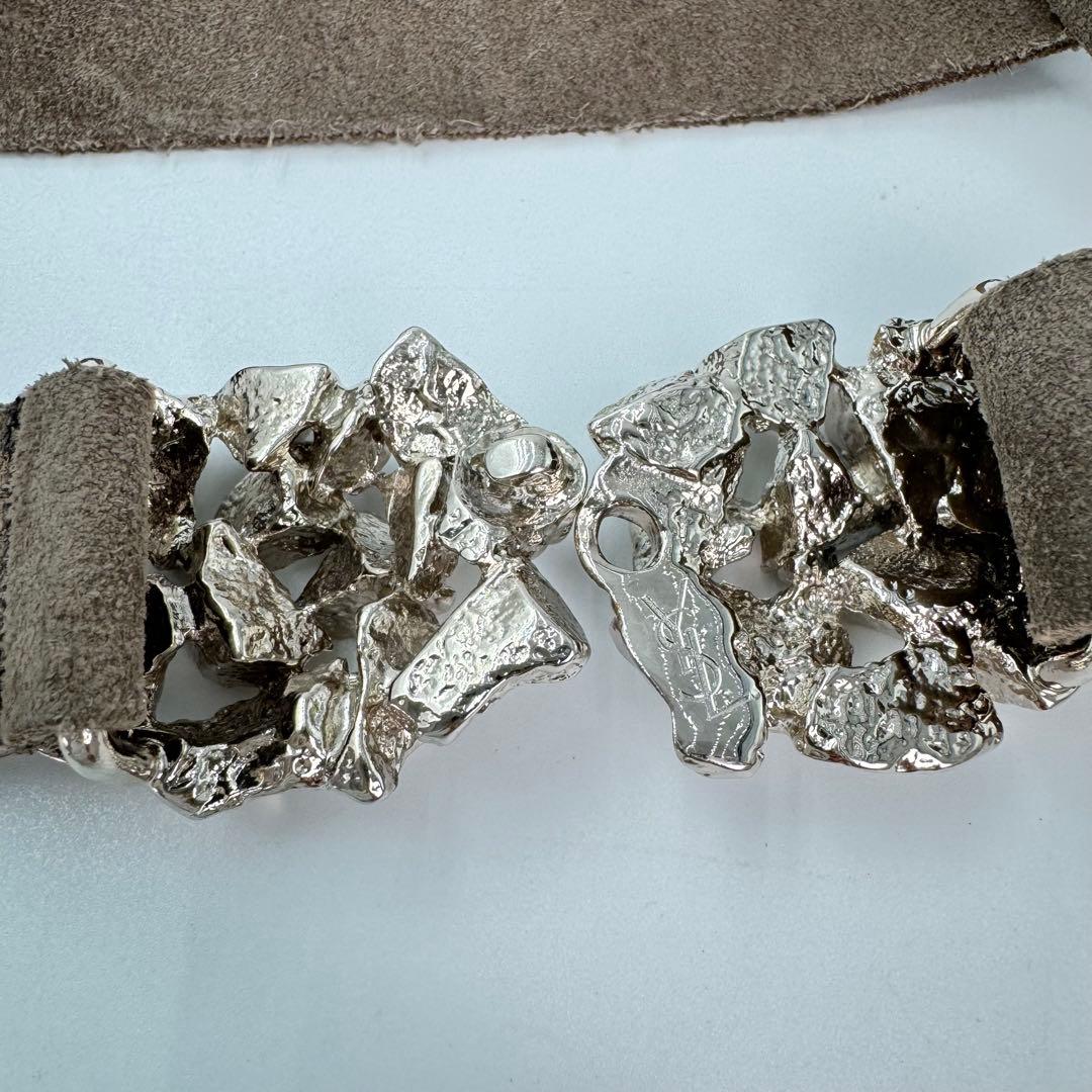 【希少】yves saint laurent ベルト　スエード　シルバー