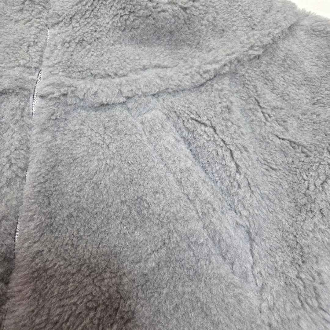 [美品]ボアポンチョ テディベア アルパカ混 シルク混 フード付き グレー