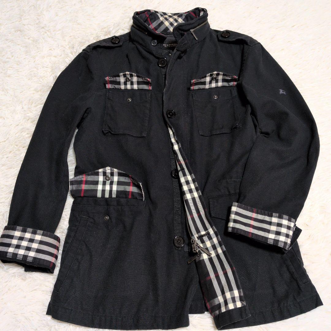 希少 バーバリーブラックレーベル 黒　M ミリタリー ジャケット 　アウター