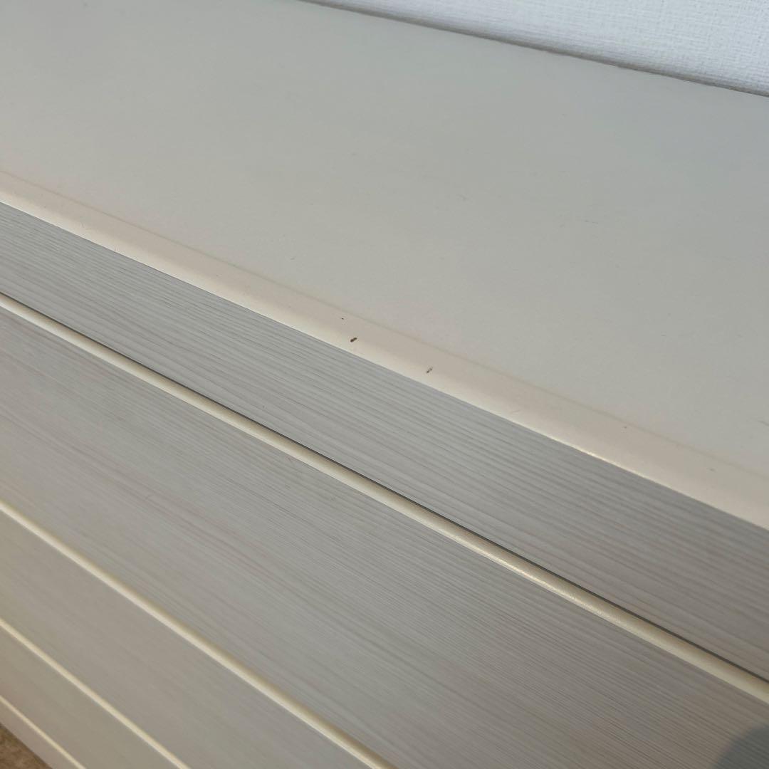 ホワイト 木製 ローチェスト 3段　6引き出し