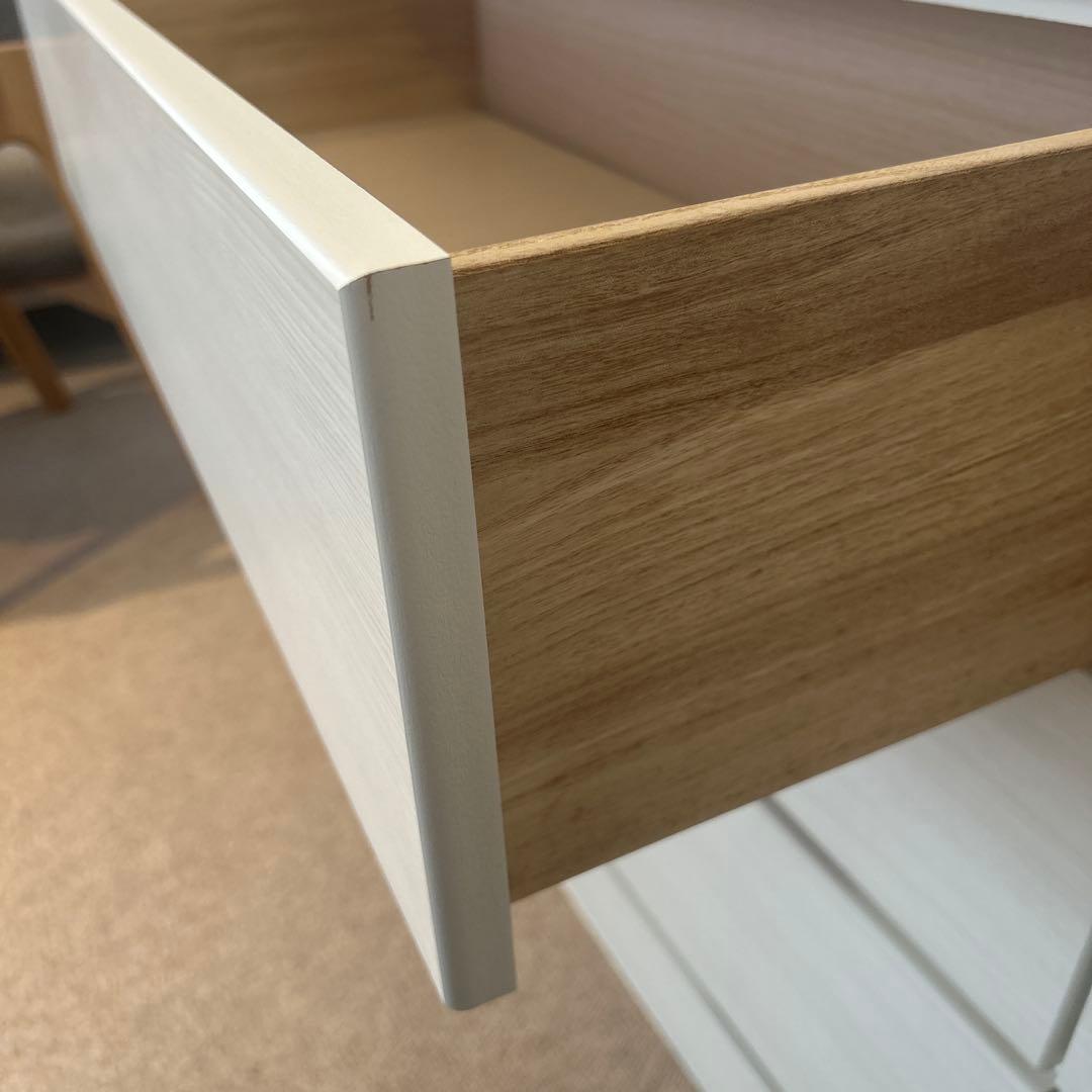 ホワイト 木製 ローチェスト 3段　6引き出し