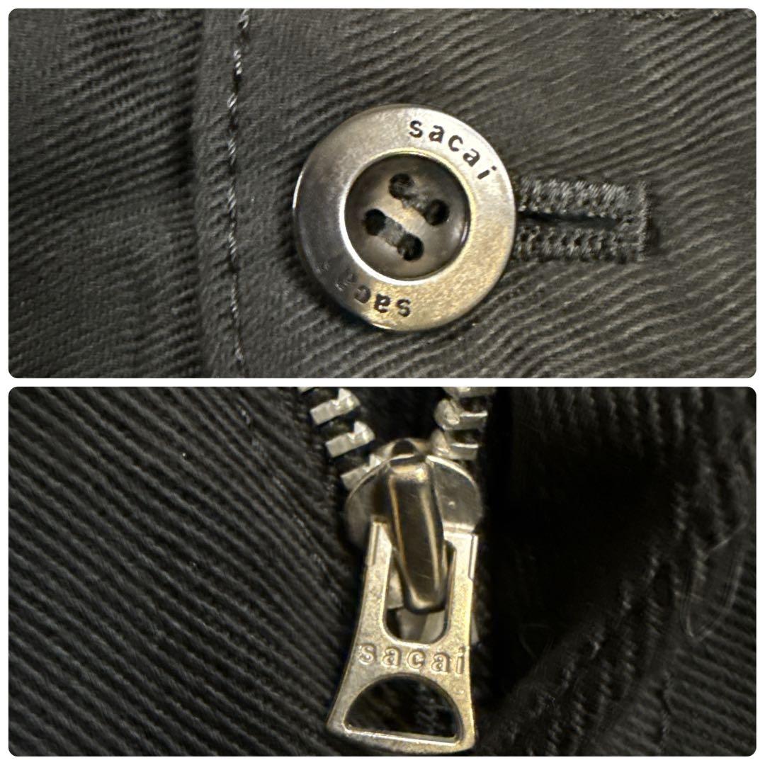 sacai サカイ ナイロン切替 ワイド テーパードパンツ黒 21AW ３