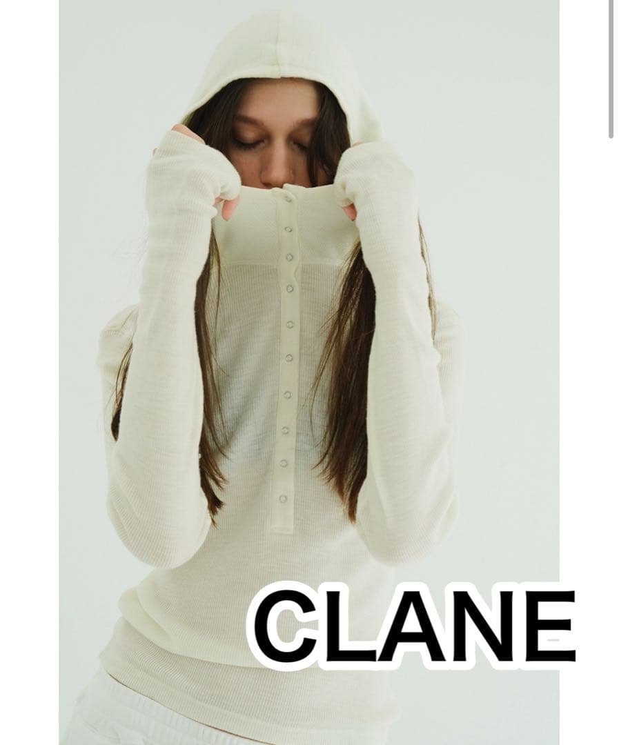 CLANE Wool Rib Hooded Tight Tops 2サイズ