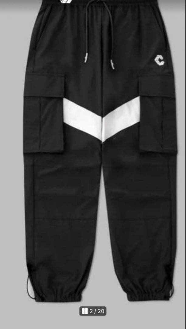 CRONOS クロノス ブラックカーゴパンツ サイドポケット付き M38 メンズ