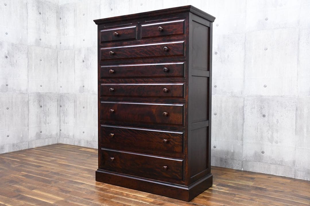 FAC23 神居民芸 カバ/樺材 7段チェスト タワーチェスト W90cm