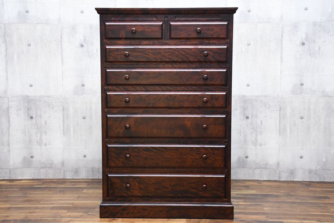 FAC23 神居民芸 カバ/樺材 7段チェスト タワーチェスト W90cm