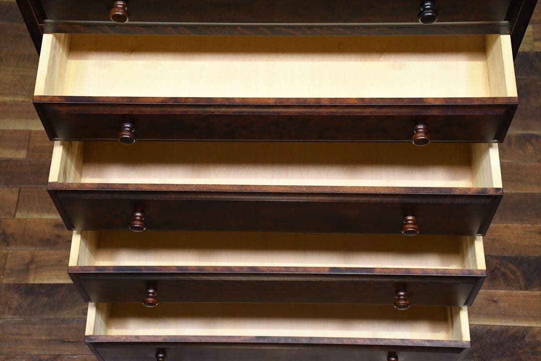 FAC23 神居民芸 カバ/樺材 7段チェスト タワーチェスト W90cm