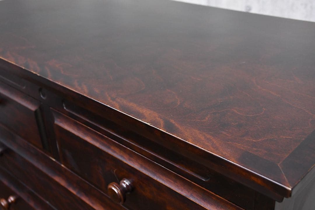 FAC23 神居民芸 カバ/樺材 7段チェスト タワーチェスト W90cm