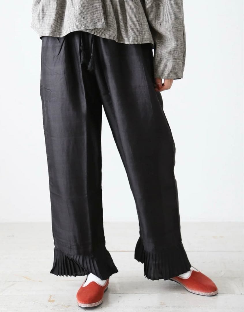 BUNON ヘムタックパンツ シルクパンツ