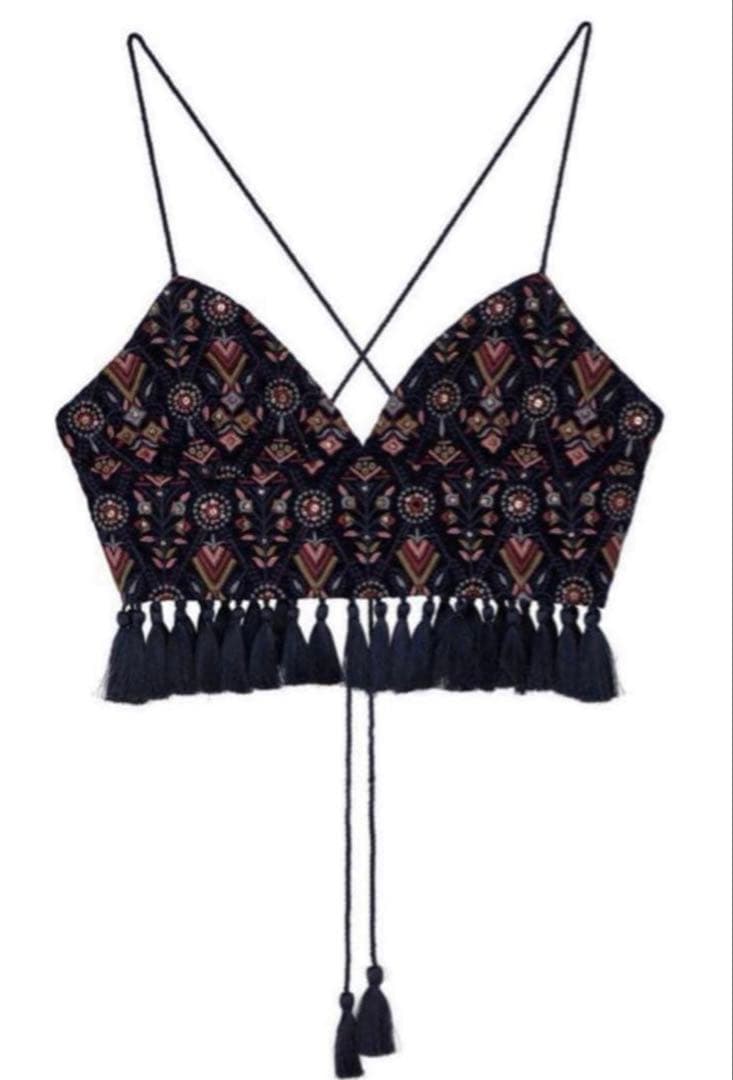 Ameri INDIA EMBROIDERY BUSTIER ネイビー　刺繍