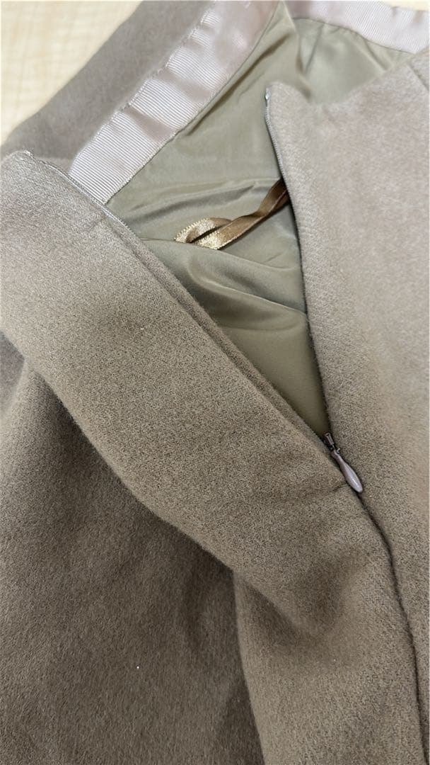 アニュアンス　ウールダブルクロスミニスカート　キャメル　ウールスカート