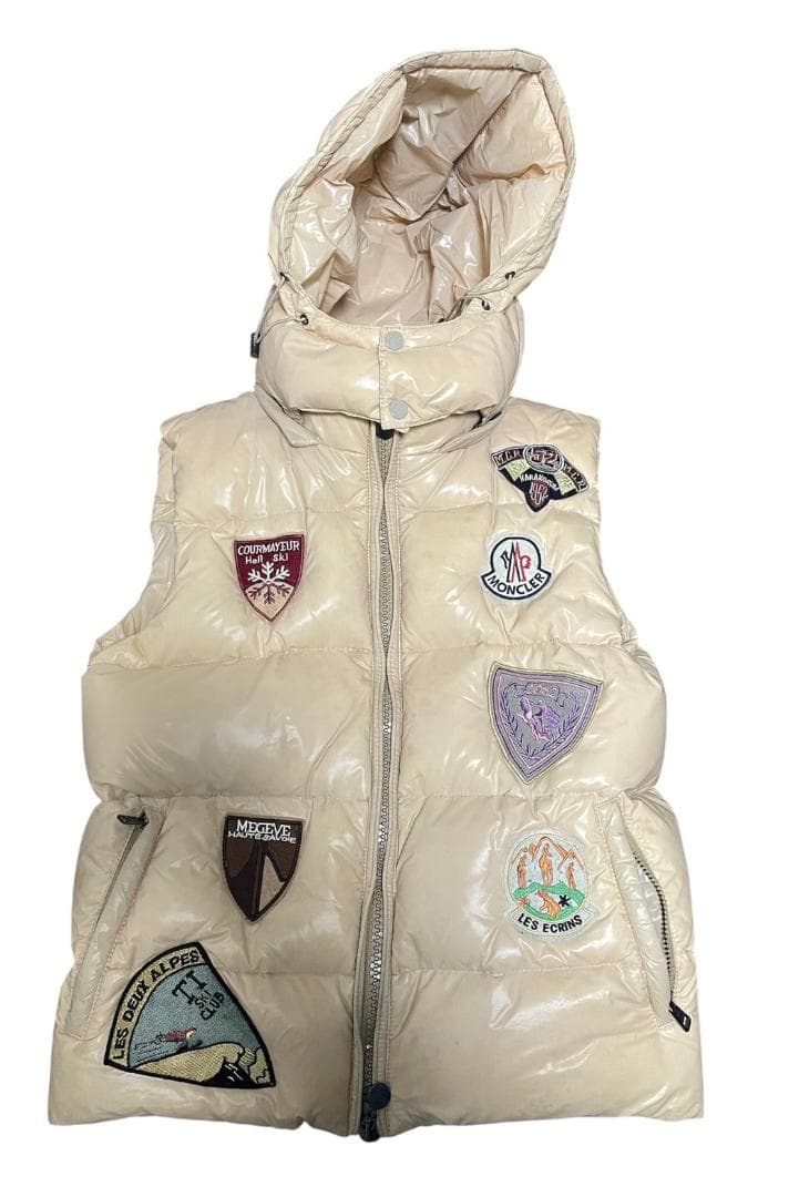 MONCLER フード付きダウンベスト アイボリー