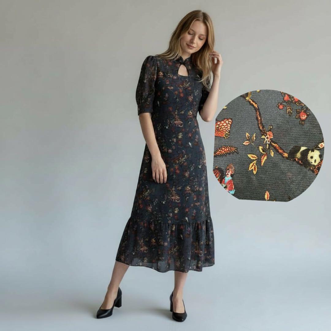 希少/ヴィヴィアンタム/ワンピース/マオカラー/パワーネット/パンダ/シノワズリ