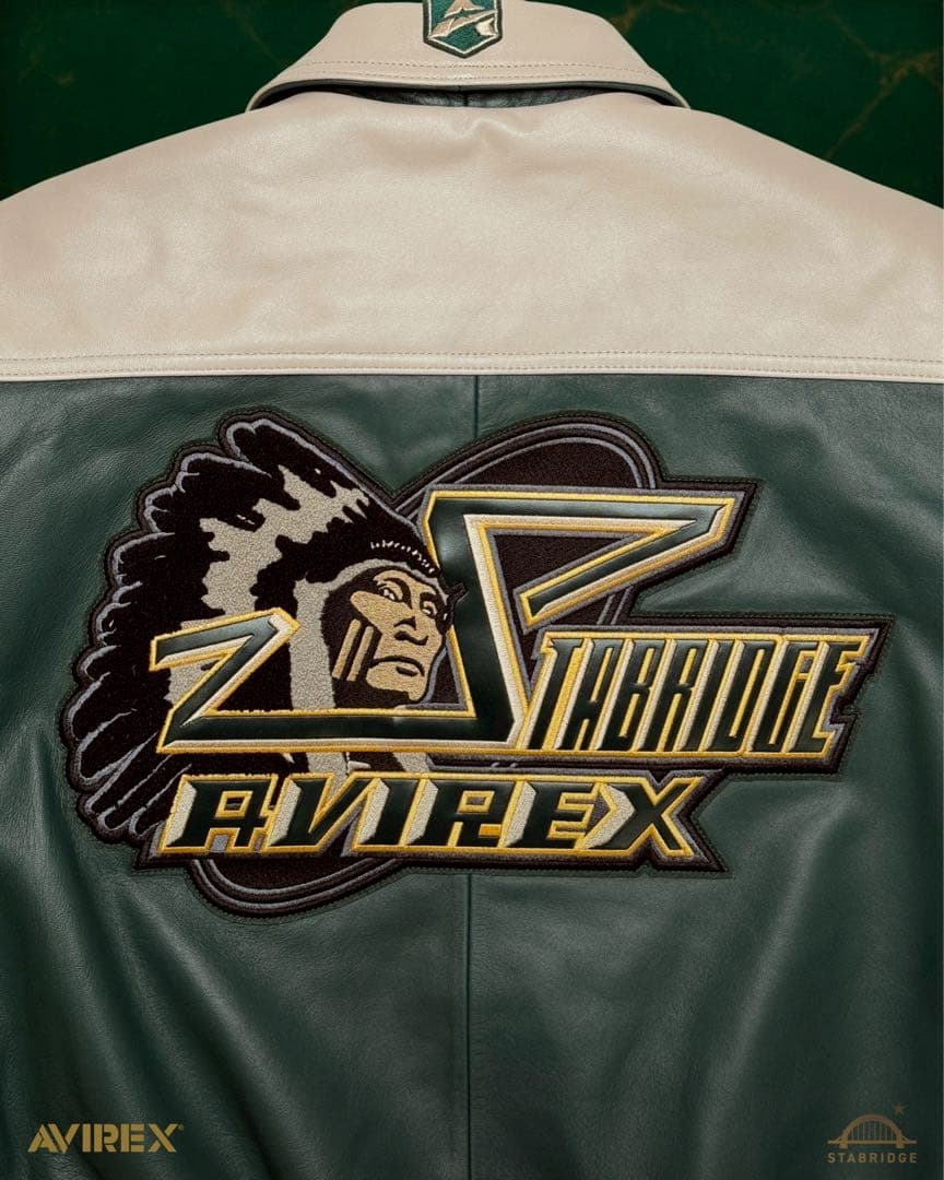 AVIREX STABRIDGE VARSITY JACKET XL グリーン
