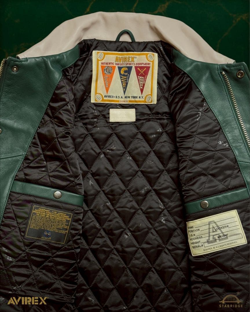 AVIREX STABRIDGE VARSITY JACKET XL グリーン