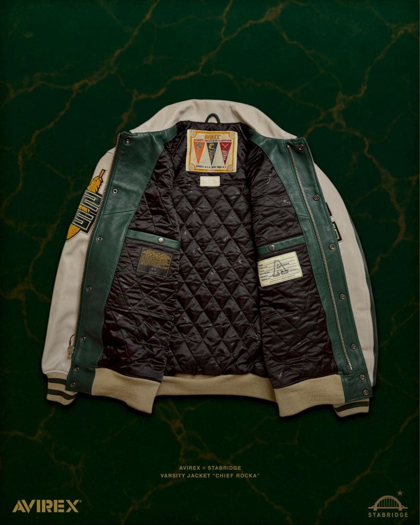 AVIREX STABRIDGE VARSITY JACKET XL グリーン
