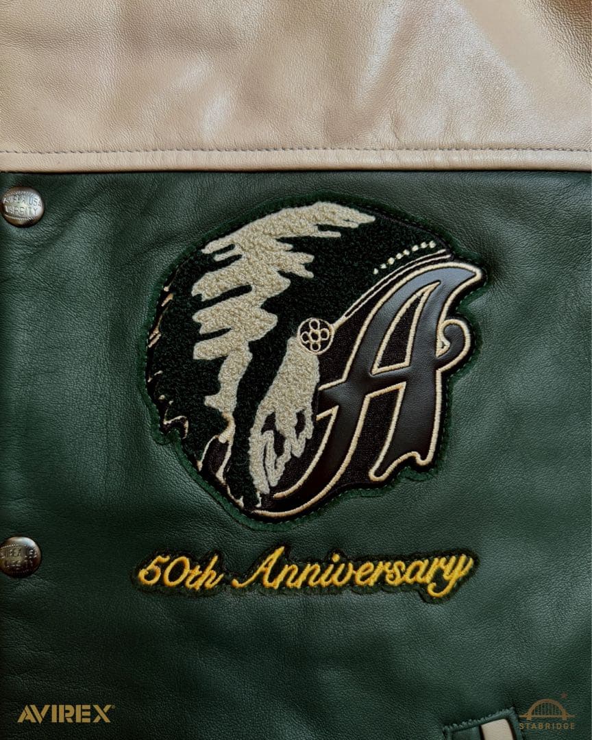 AVIREX STABRIDGE VARSITY JACKET XL グリーン