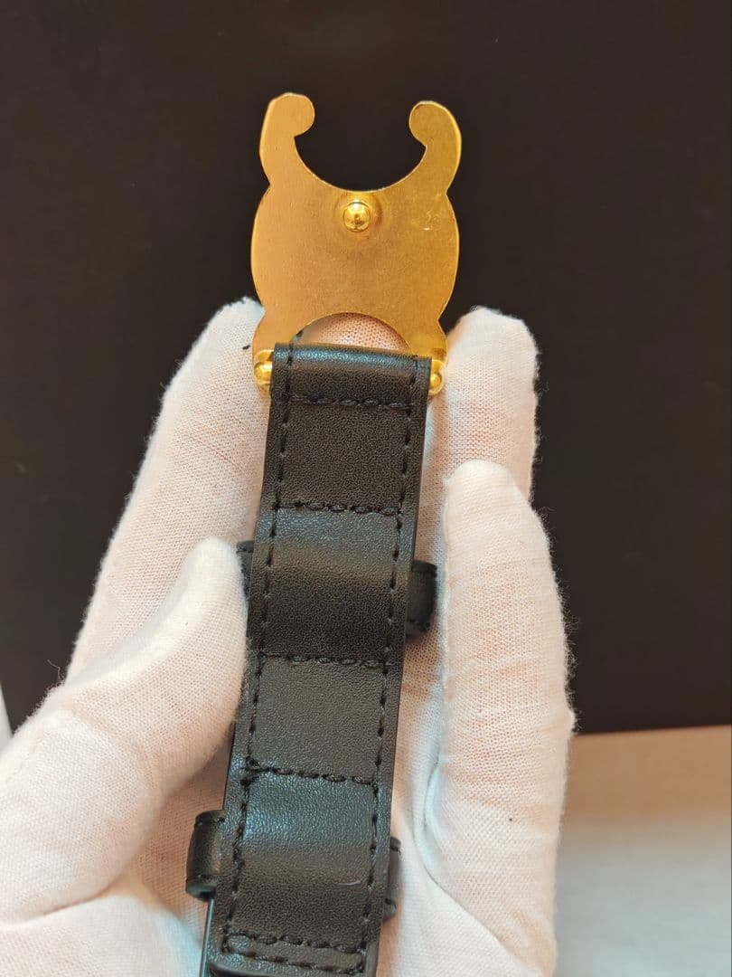 CELINE ブラックレザーベルト ゴールド金具