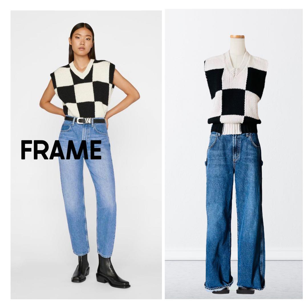 FRAME DENIM 定価6万 市松 チェック ニ　ット ベスト S