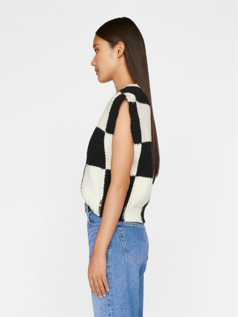 FRAME DENIM 定価6万 市松 チェック ニ　ット ベスト S