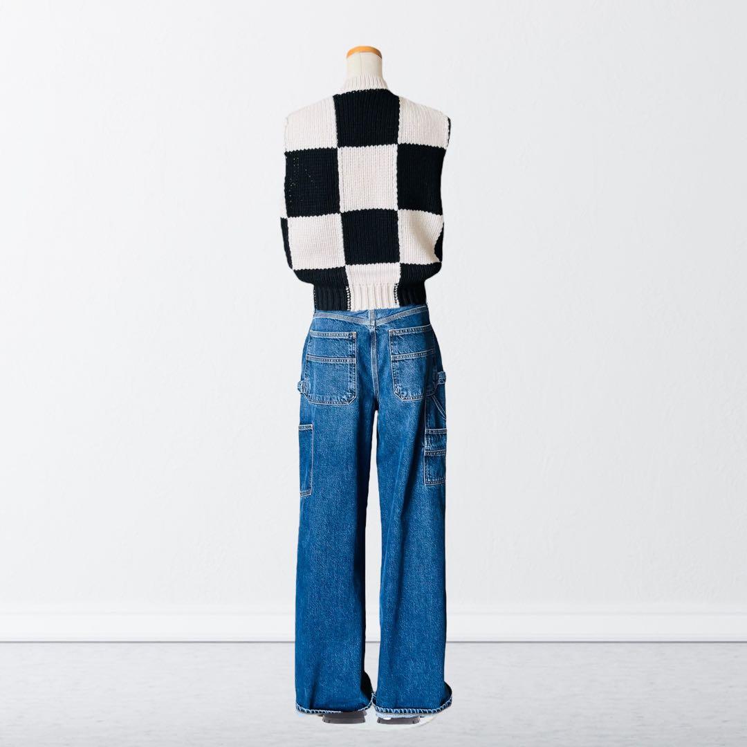 FRAME DENIM 定価6万 市松 チェック ニ　ット ベスト S