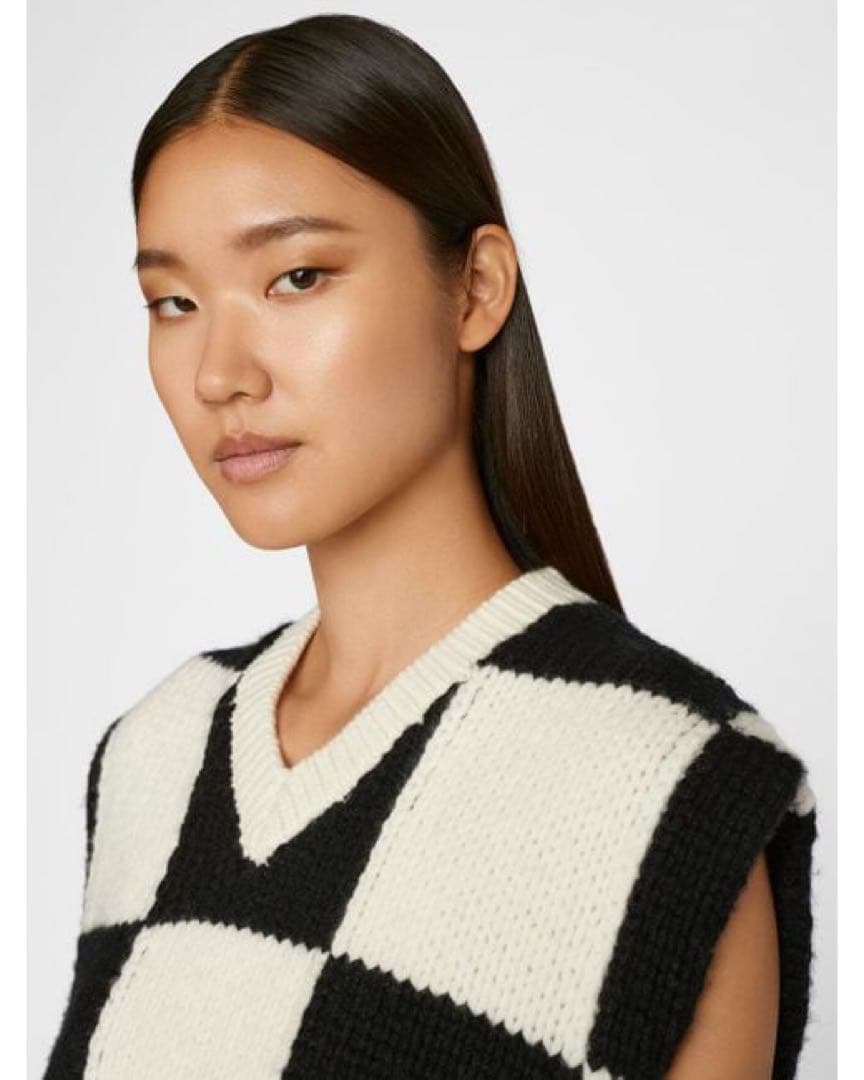 FRAME DENIM 定価6万 市松 チェック ニ　ット ベスト S