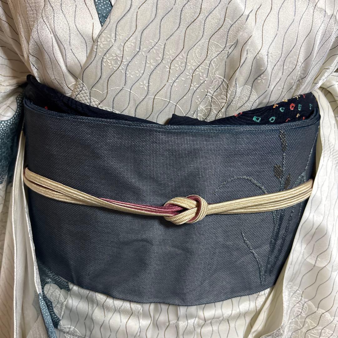 美品　化繊　単衣　江戸小紋　フルセット　４点　身丈168 裄69