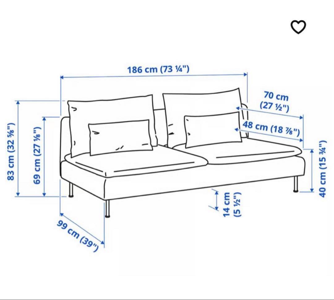 IKEA イケア　ソーデルハムン　3人掛け　クッション付　ライトベージュ