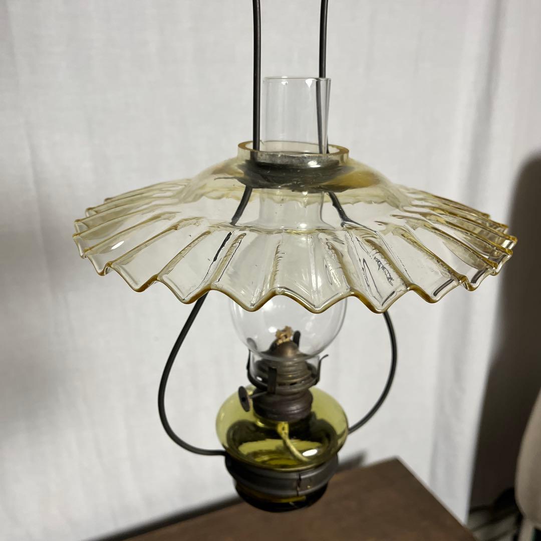 古雑貨◾️北一硝子 縁波ガラスシェード オイルランプ ランタン ライト 照明