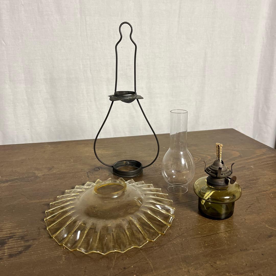 古雑貨◾️北一硝子 縁波ガラスシェード オイルランプ ランタン ライト 照明