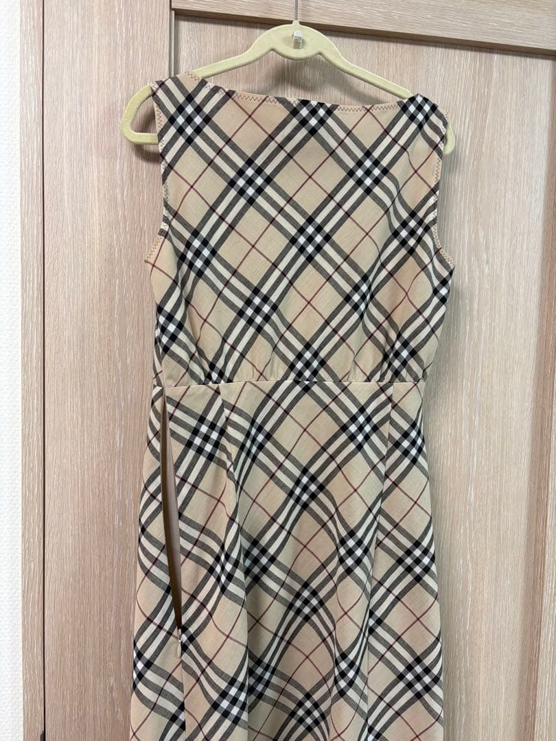 バーバリーブルーレーベル　ノバチェック柄ノースリーブワンピース