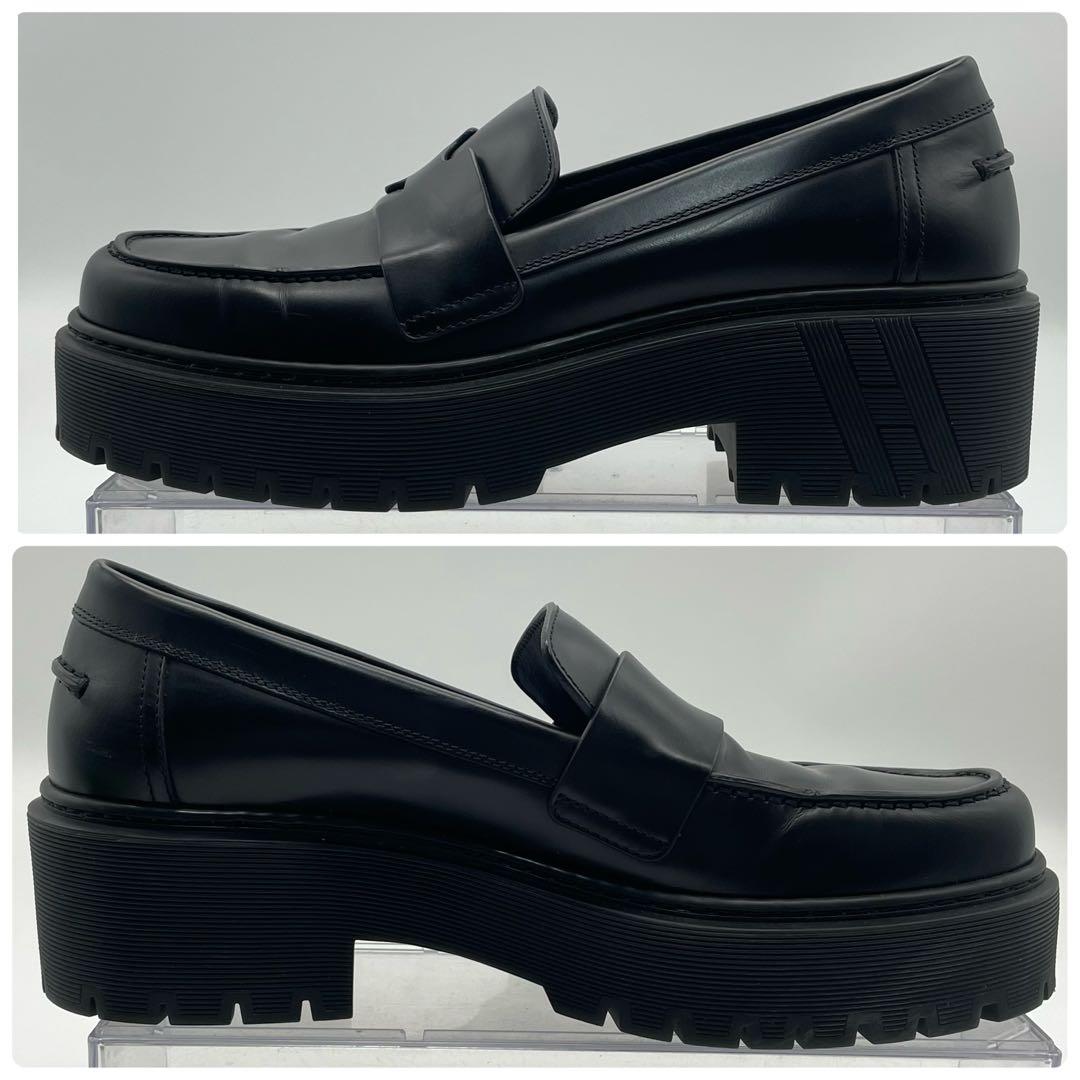 HERMES エルメス　ローファー　モカシン　ブラック　クロ　レザー