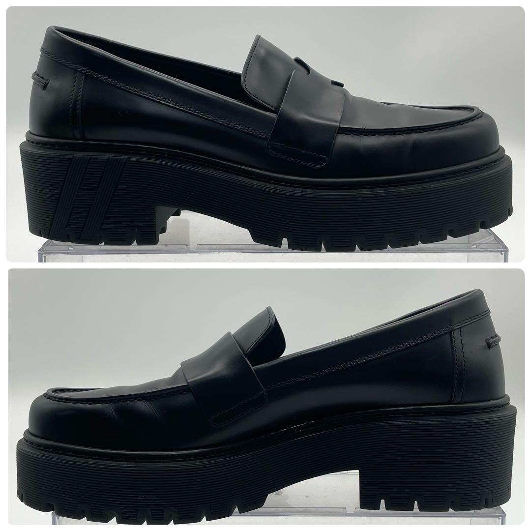 HERMES エルメス　ローファー　モカシン　ブラック　クロ　レザー