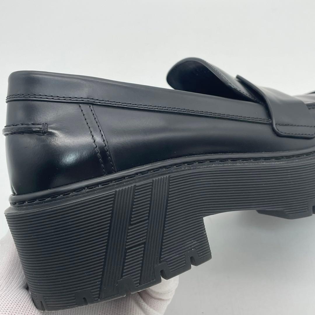 HERMES エルメス　ローファー　モカシン　ブラック　クロ　レザー