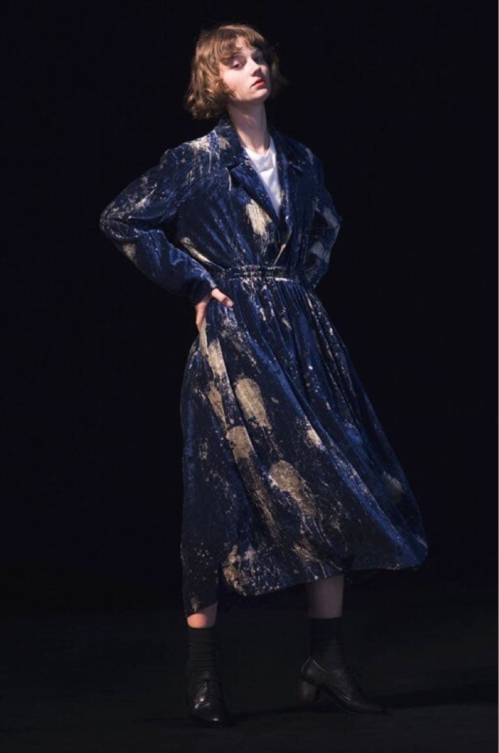 Y's ワイズ 2019SS ベロア サルエルワイドパンツ ネイビー