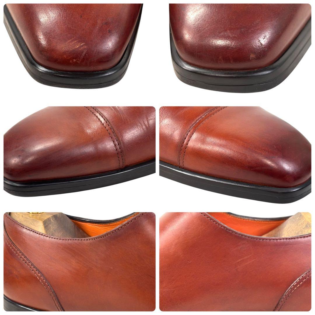 高級 サントーニ 6 25 レザー ビジネスシューズ ダブルモンク ブラウン