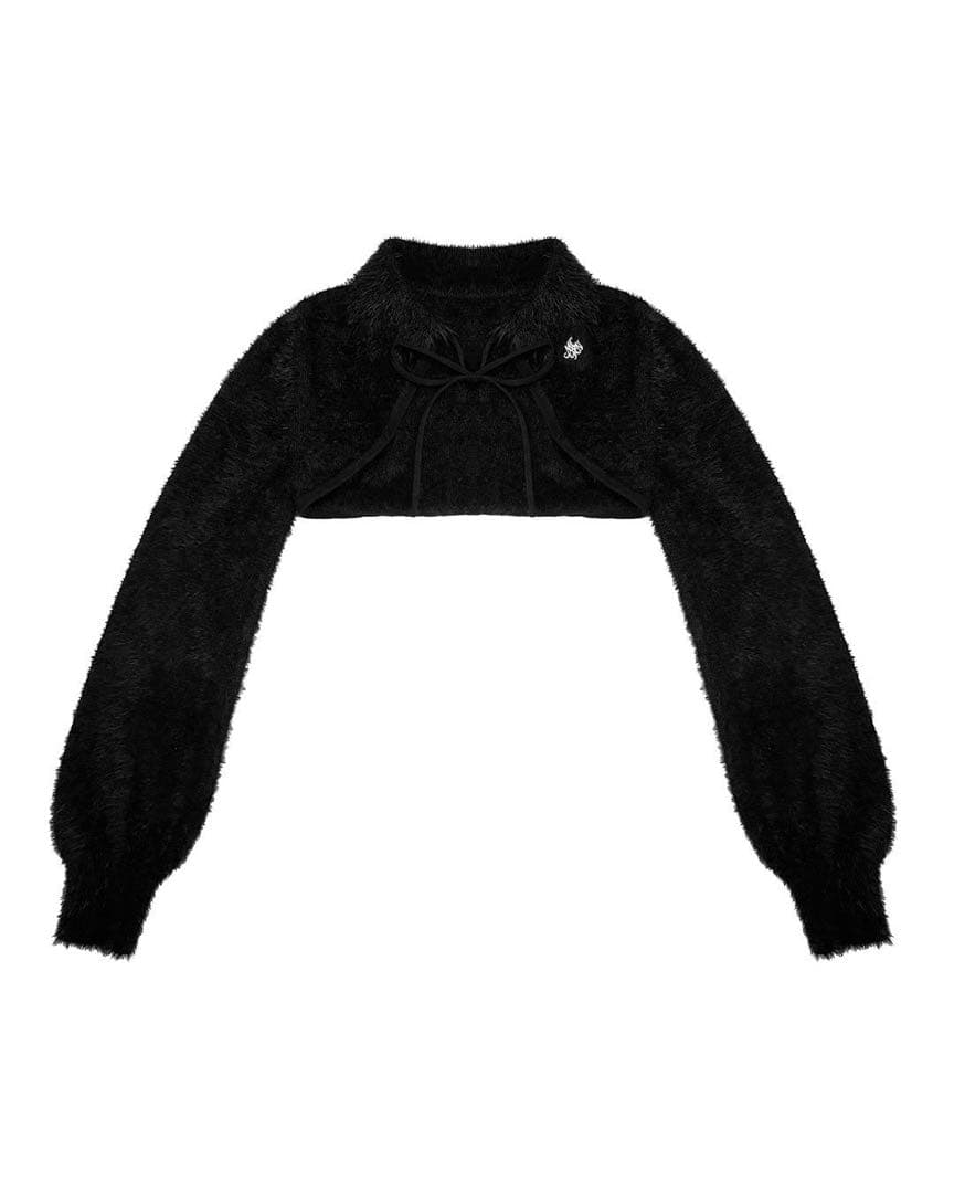 ぬるま湯　シャギーボレロsetギンガムチェックロングワンピ