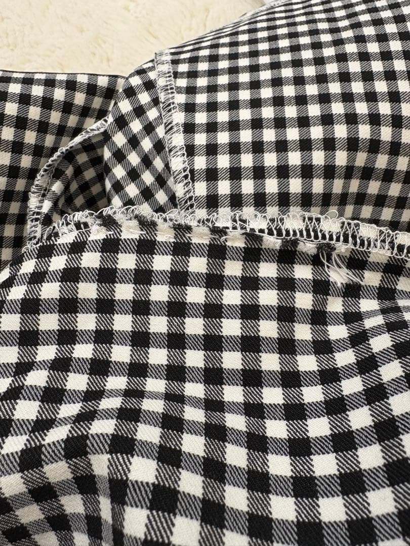 ぬるま湯　シャギーボレロsetギンガムチェックロングワンピ