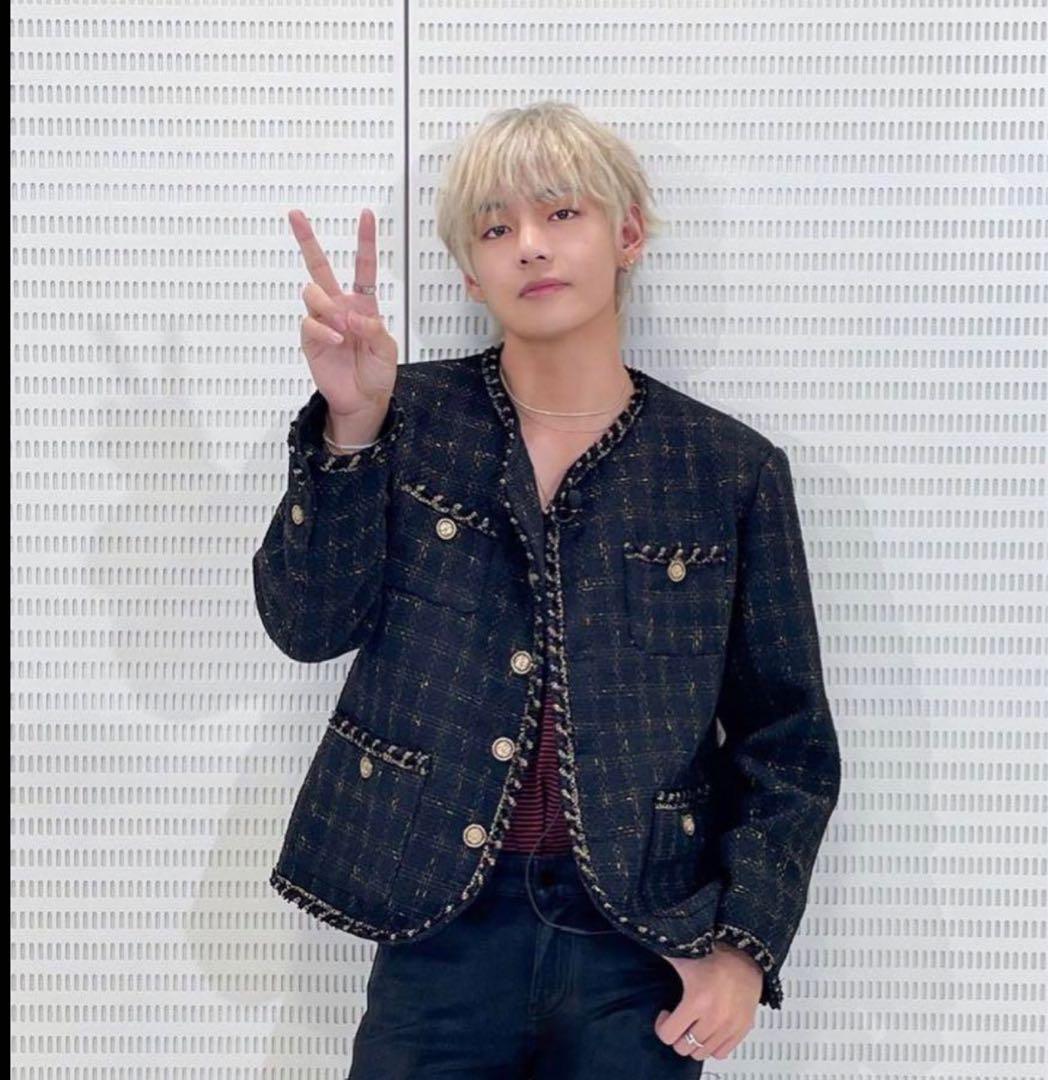 ツイードノーカラージャケット　ブラック、ゴールド　韓国　musinsa