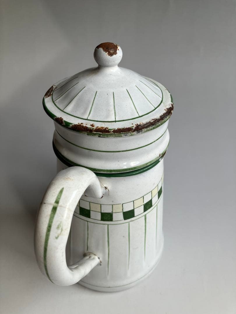 アンティーク　BF(BB)社　小振りなホーローポット　コーヒーポット　琺瑯