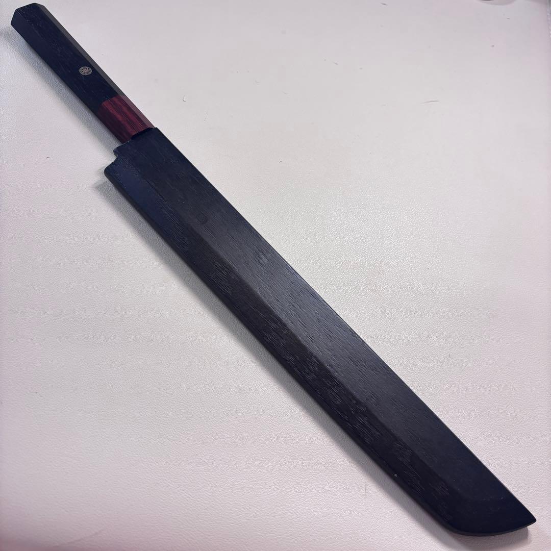 【鞘付き】270mm 先丸柳刃包丁鏡面 黒檀紫檀八角柄 刺身包丁 全鋼'•