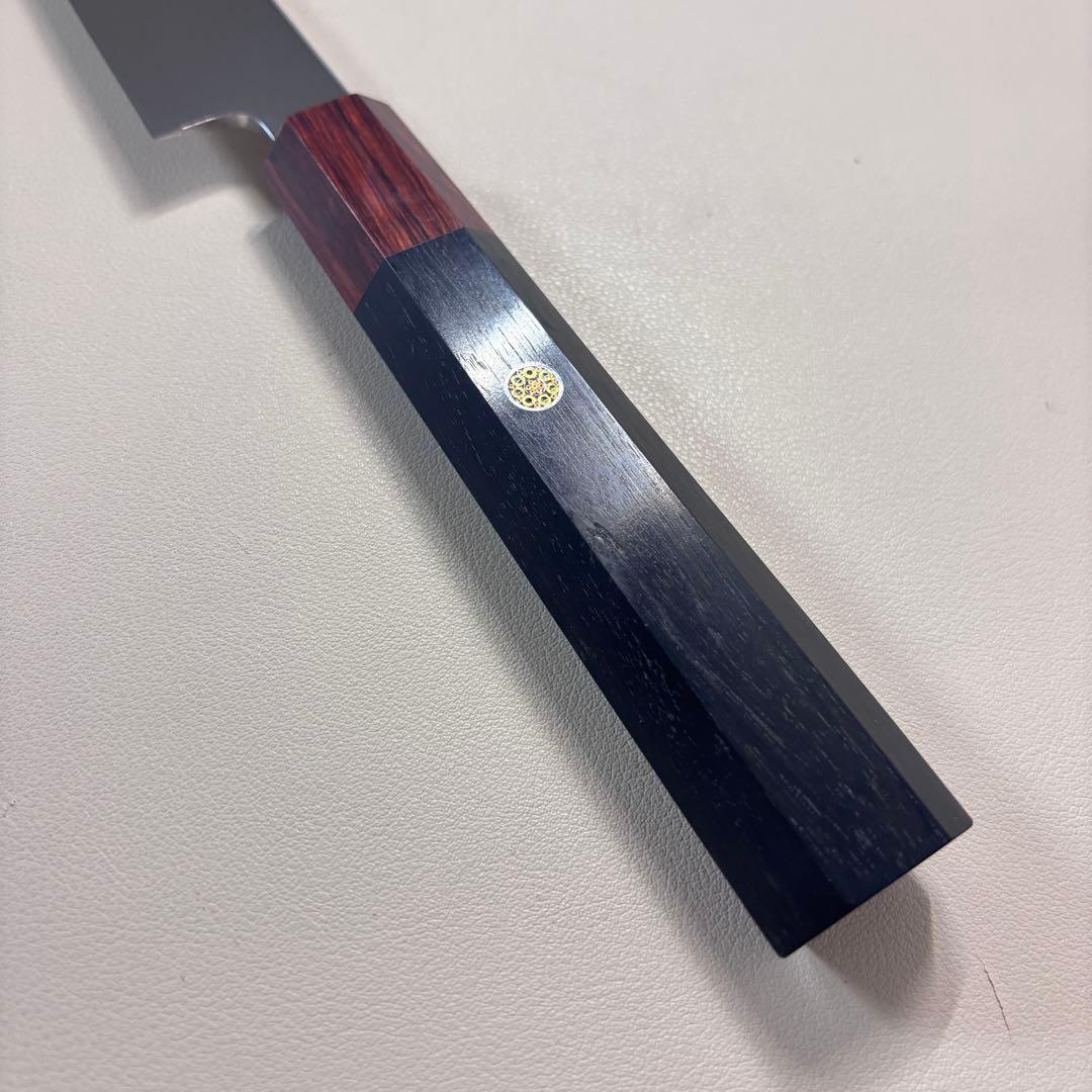 【鞘付き】270mm 先丸柳刃包丁鏡面 黒檀紫檀八角柄 刺身包丁 全鋼'•